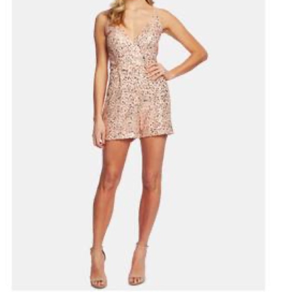 CeCe Sequin Slip Cocktail Dress Womens Size 4 Pink V-Neck Spaghetti NWT